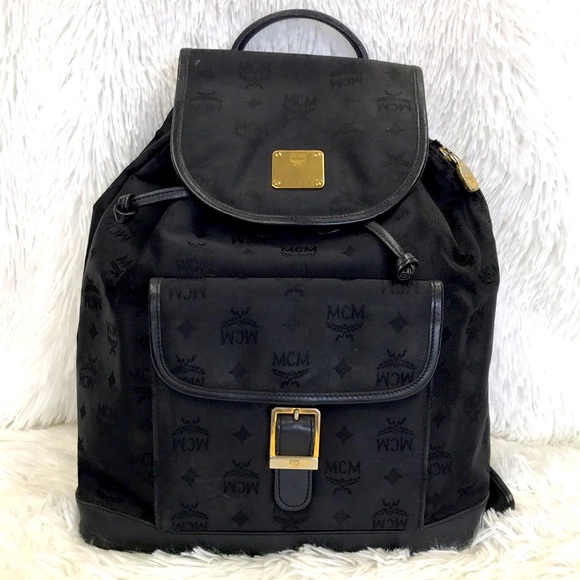 MCM MEDIUM SIDE ZIP BACKBACK MONO JACQUARD  BLACK FIRM SALE main image 10